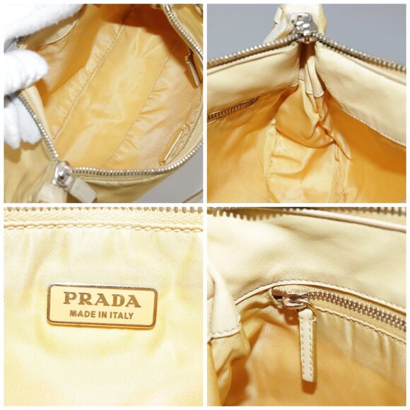 PRADA Shoulder Bag Nylon Leather Yellow Gold Auth 102786 - Picture 15 of 16